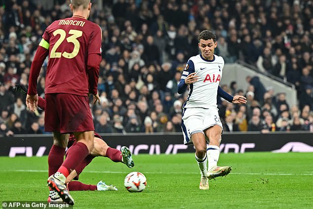 Brennan Johnson continued his fine scoring form and restored Tottenham's lead before the break after a superb move