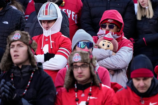 Ohio State fans react during a game against Michigan on Nov. 30.