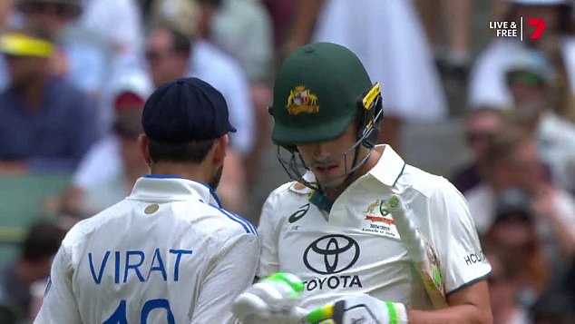 Indian star Virat Kohli slammed his shoulder into the Aussie in an ugly clash between overs