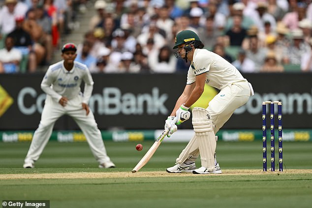 Konstas stunned the crowd and left India rattled when he started smashing the world's best bowler, Jasprit Bumrah, with incredible ramp shots (pictured)