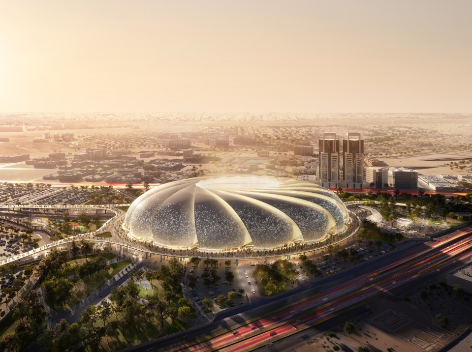 The wave-like Aramco Stadium is certainly unique