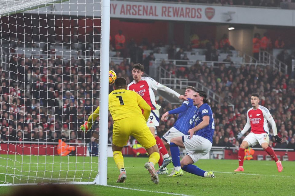 This close range strike from Havertz saw Arsenal to a 1-0 win over Ipswich