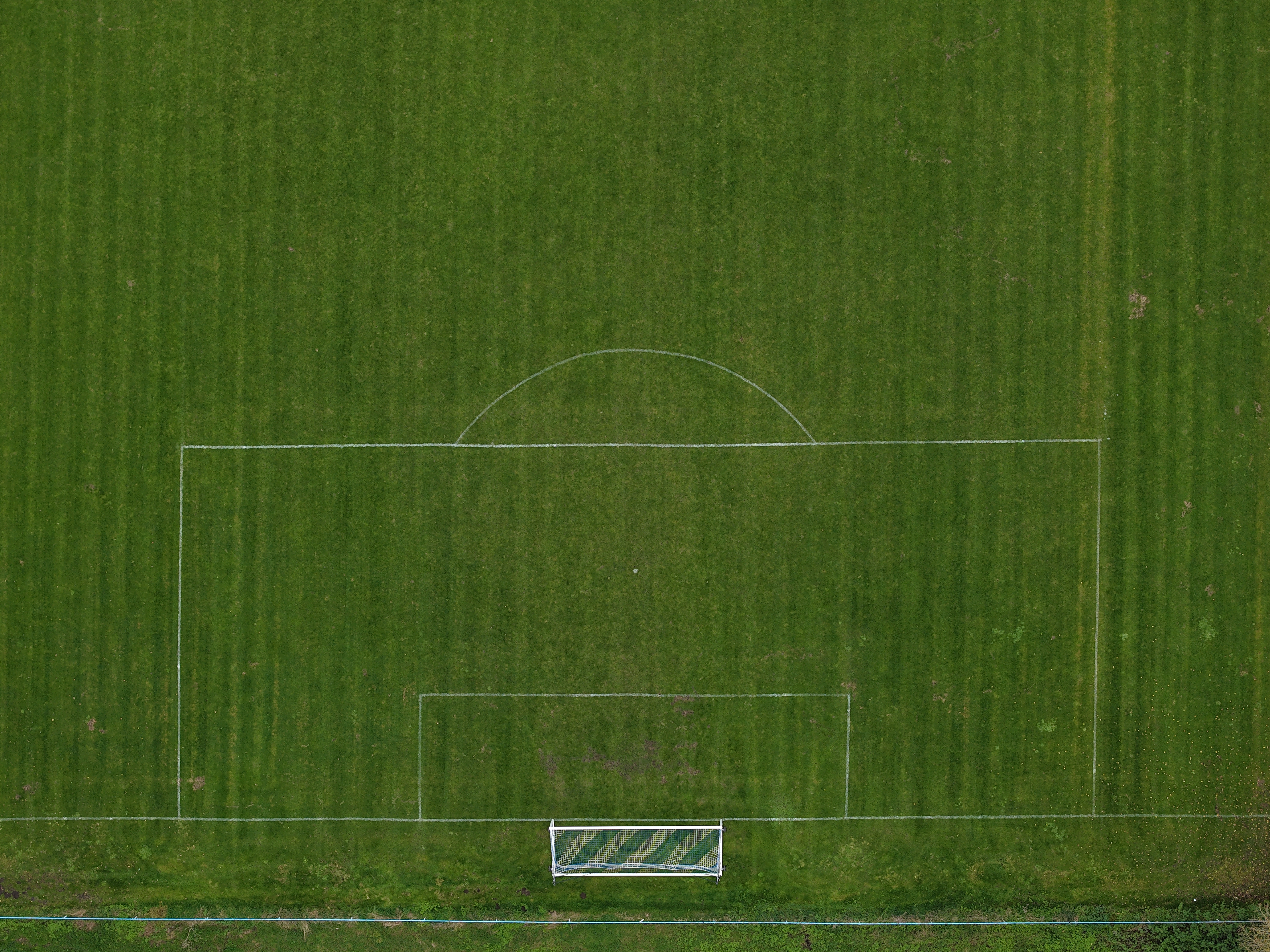 Bird's eye view of a soccer pitch taken with the DJI Air 3S.