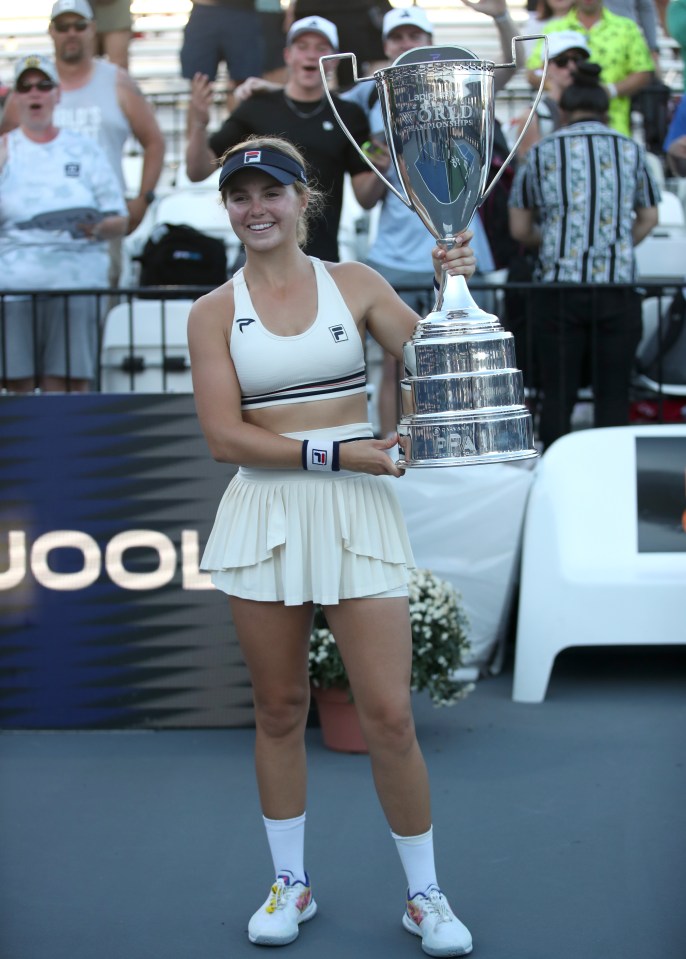 Waters celebrates after winning the PPA Pickleball World Championships