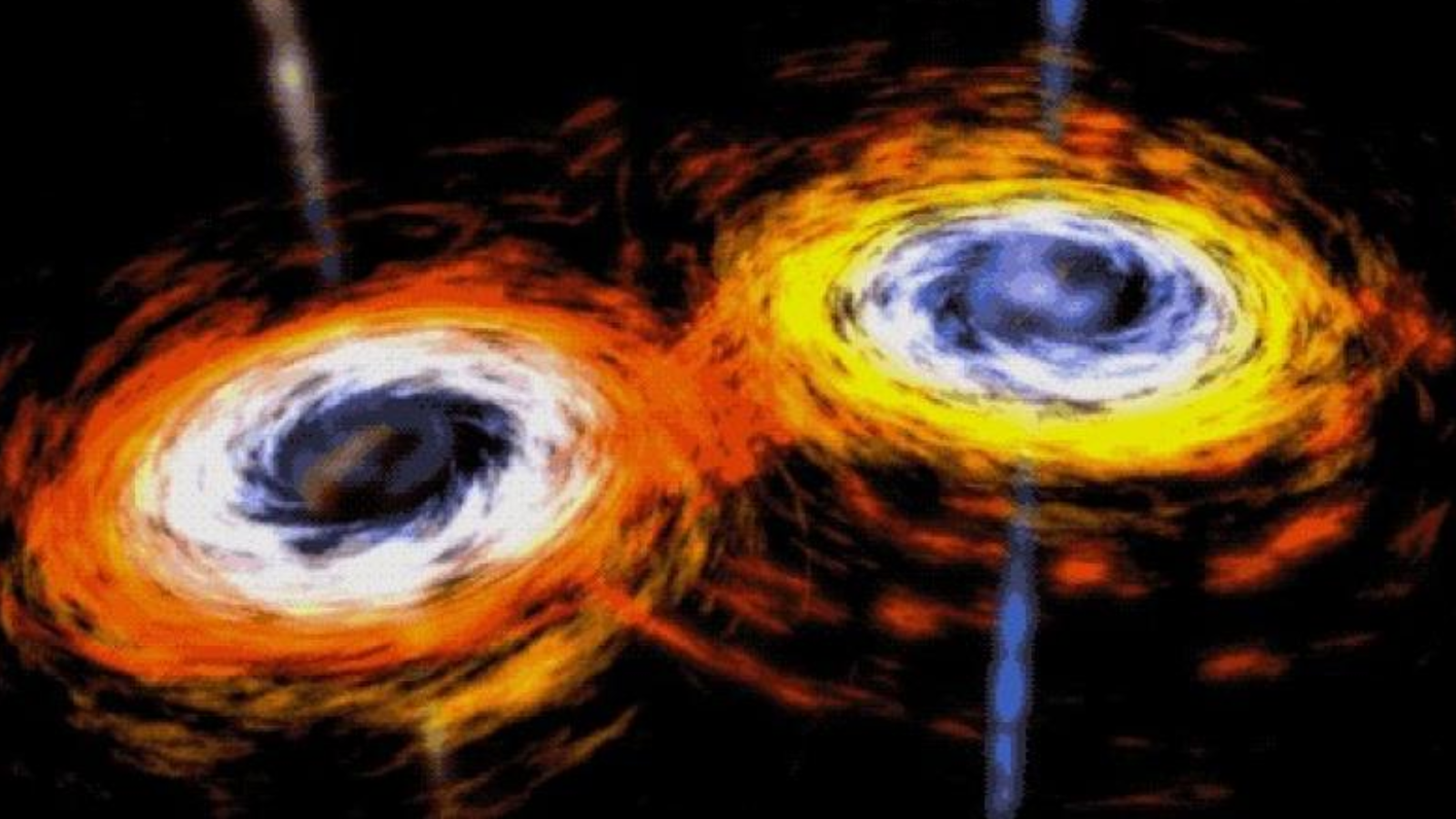 An illustration of a supermassive black hole binary