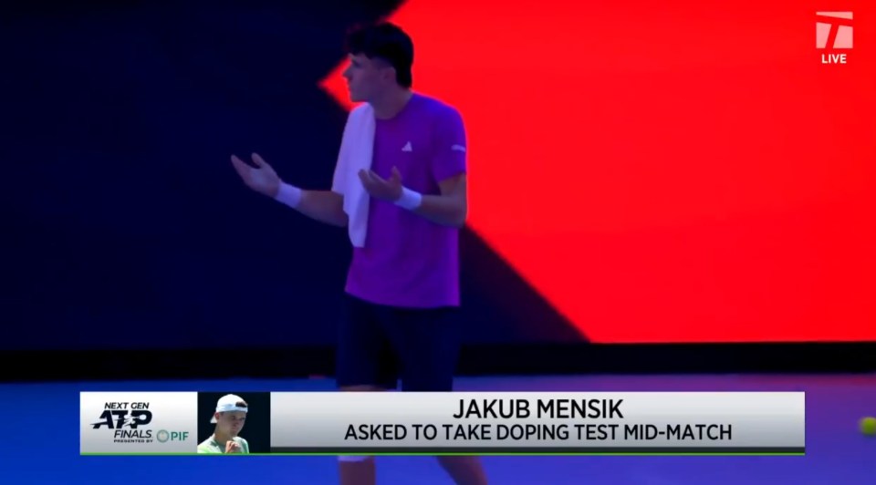 Mensik was incensed after being asked to undergo a drugs test mid-match