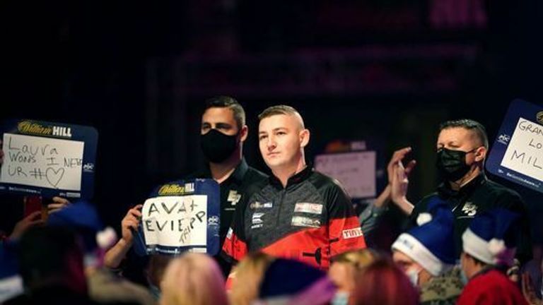 Nathan Aspinall during day eight of the William Hill World Darts Championship at Alexandra Palace, London. 