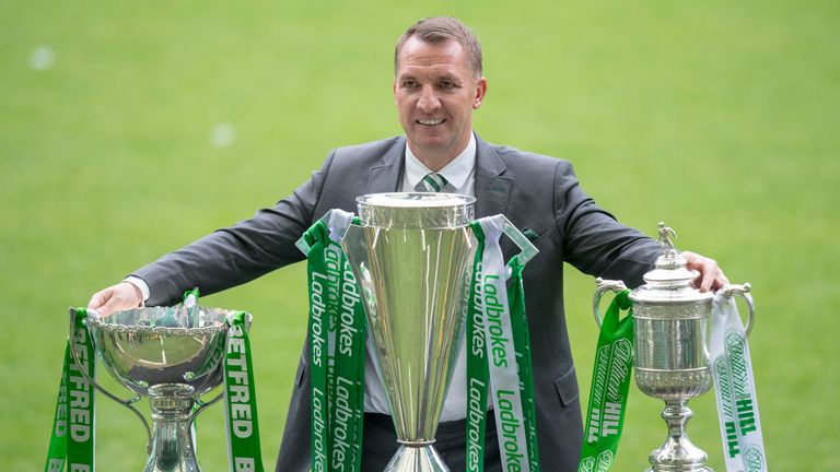 Brendan Rodgers won two trebles during his first spell at Celtic