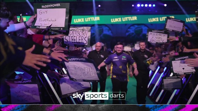 Luke Littler walked onto the stage for the first time at this year&#39;s World Darts Championship.