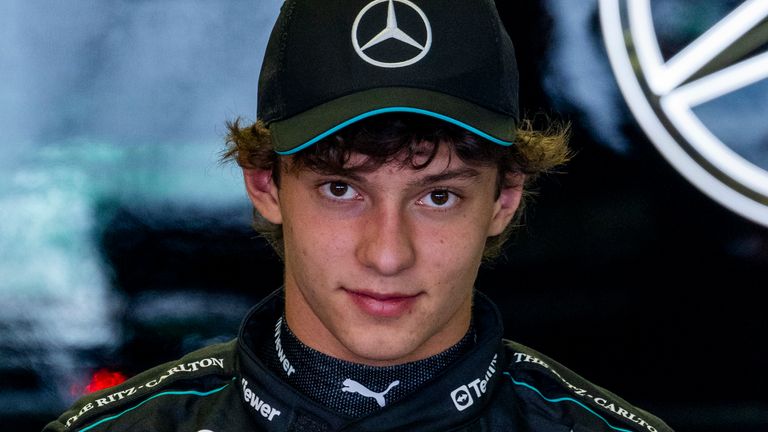 AUTODROMO HERMANOS RODRIGUEZ, MEXICO - OCTOBER 24: Andrea Kimi Antonelli, Mercedes-AMG F1 Team, in the garage during the Mexican GP at Autodromo Hermanos Rodriguez on Thursday October 24, 2024 in Mexico City, Mexico. (Photo by Sam Bloxham / LAT Images)