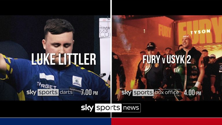 Saturday will see a stacked line-up on Sky Sports, with Tyson Fury facing Oleksandr Usyk in their heavyweight rematch, Luke Littler makes his first showing at this year&#39;s World Darts Championship and Arsenal feature in the Premier League.