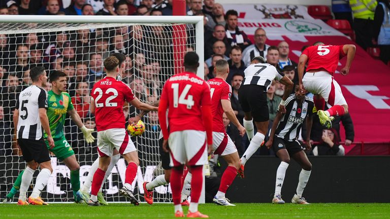 Nottingham Forest's Murillo puts them in front at the City Ground