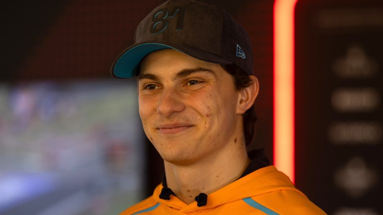 CIRCUIT ZANDVOORT, NETHERLANDS - AUGUST 22: Oscar Piastri, McLaren F1 Team, talks to the media during the Dutch GP at Circuit Zandvoort on Thursday August 22, 2024 in North Holland, Netherlands. (Photo by Alastair Staley / LAT Images)