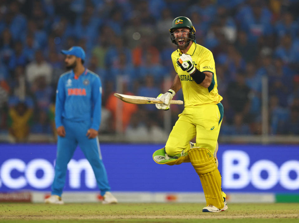 Cricket - ICC Cricket World Cup 2023 - Final - India v Australia - Narendra Modi Stadium, Ahmedabad, India - November 19, 2023 Australia's Glenn Maxwell celebrates after winning the ICC Cricket World Cup REUTERS/Andrew Boyers