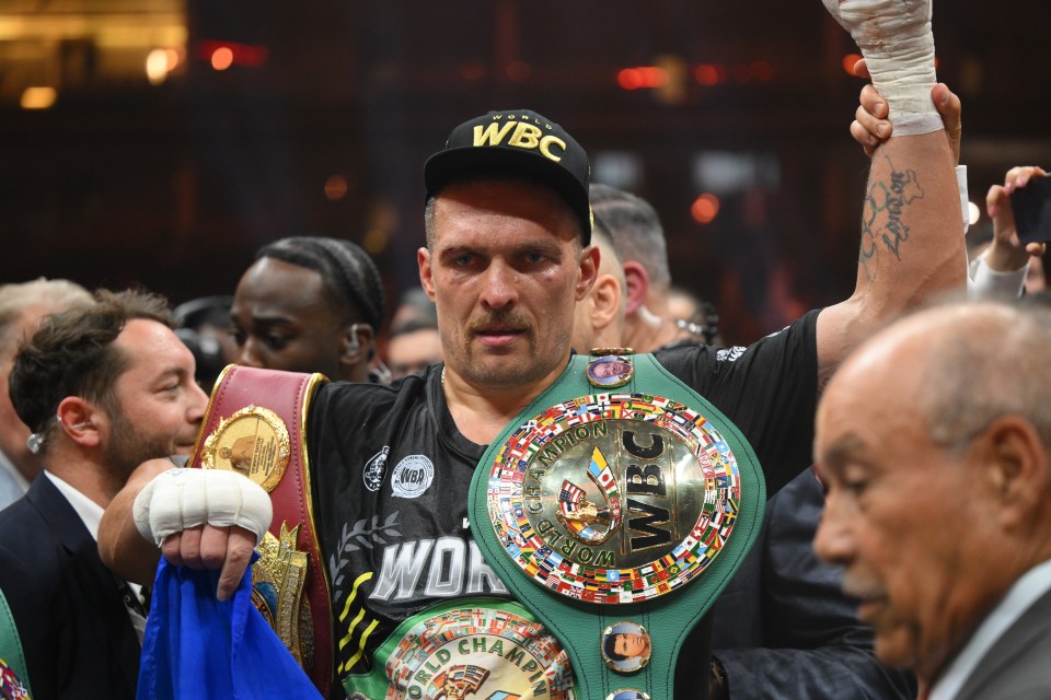 RIYADH, SAUDI ARABIA - MAY 19: Oleksandr Usyk of Ukraine beats Tyson Fury (not seen) of United Kingdom to become the undisputed heavyweight champion of the world at Kingdom Arena in Riyadh, Saudi Arabia on May 19, 2024. (Photo by Mohammed Saad/Anadolu via Getty Images)