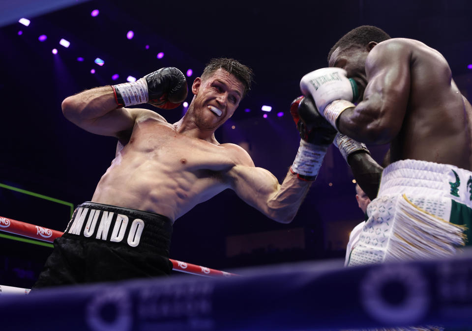 RIYADH, SAUDI ARABIA - FEBRUARY 22: Joshua Buatsi fights Callum Smith for the Interim WBO World Light Heavyweight Title Fight on the undercard of Beterbiev v Bivol 2: The Last Crescendo at Kingdom Arena on February 22, 2025 in Riyadh. (Photo by Mark Robinson/Getty Images).