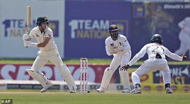 Marnus Labuschagne (left) hit the last of the 75 runs required on the morning of day four in Galle