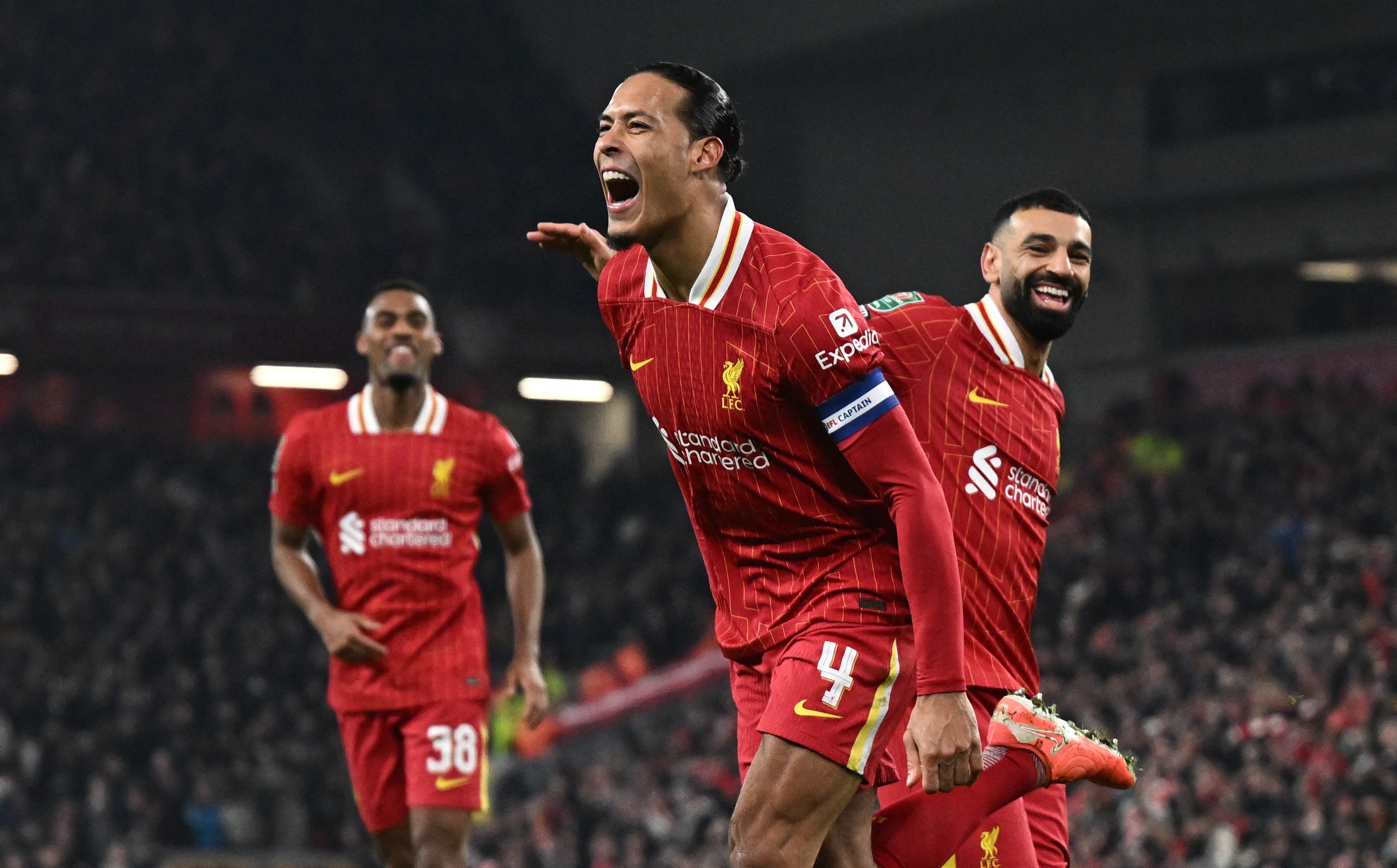 Virgil van Dijk's late header secured Liverpool's place at in the Carabao Cup final