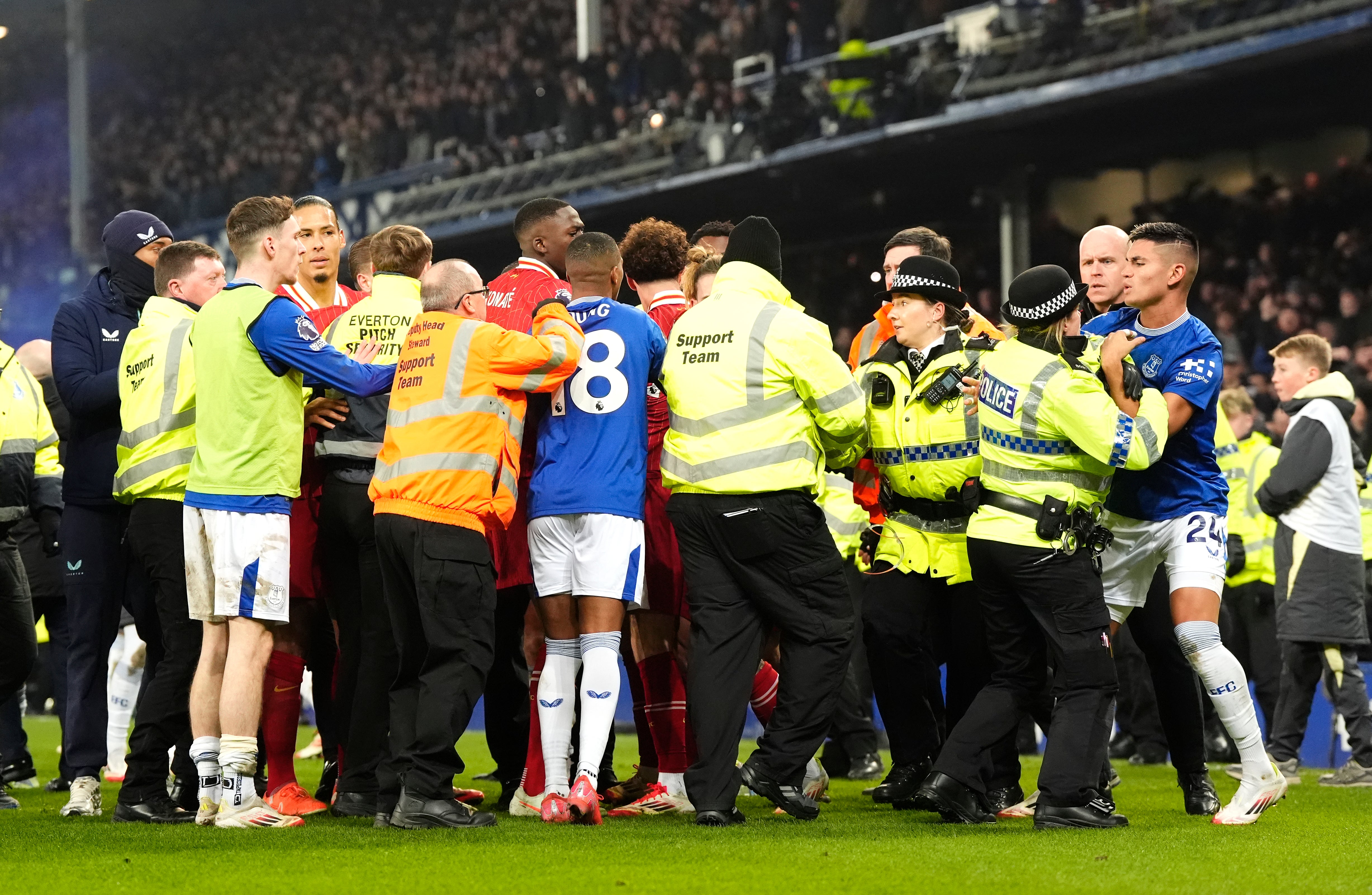 Curtis Jones and Abdoulaye Doucoure scrapped after the final whistle