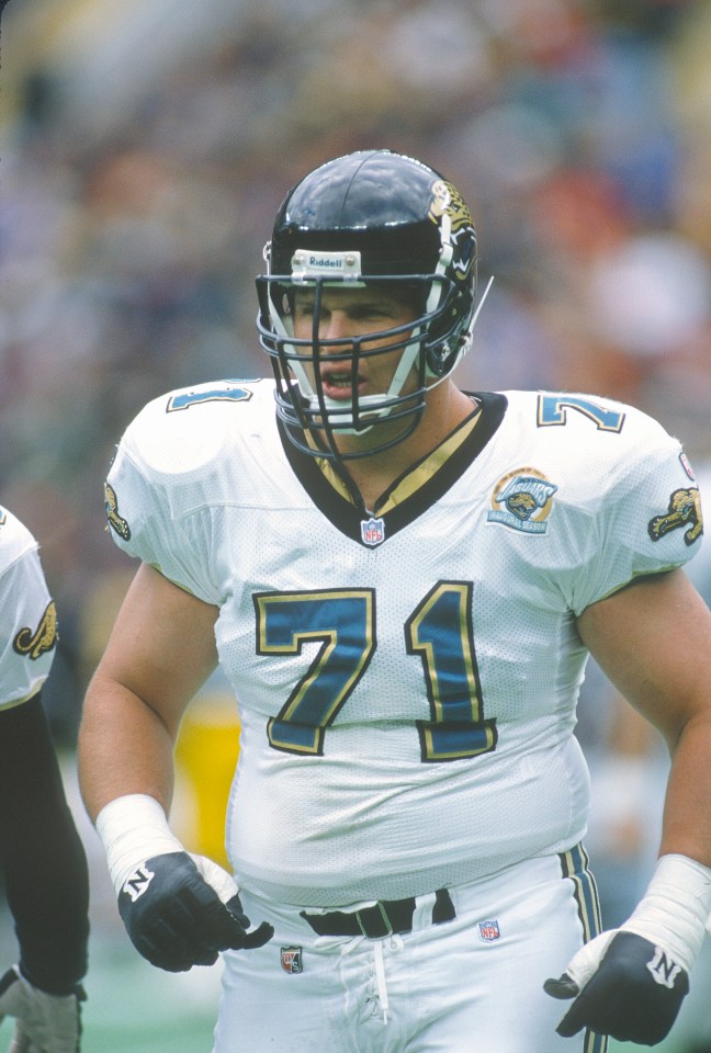 PITTSBURGH, PA - NOVEMBER 17: Tony Boselli #71 of the Jacksonville Jaguars looks on against the Pittsburgh Steelers during an NFL football game November 17, 1996 at Three Rivers Stadium in Pittsburgh, Pennsylvania. Boselli played for the Jaguars from 1995-2001. (Photo by Focus on Sport/Getty Images)