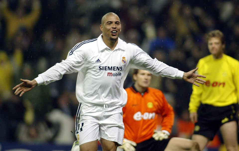 Ronaldo celebrating a goal for Real Madrid.