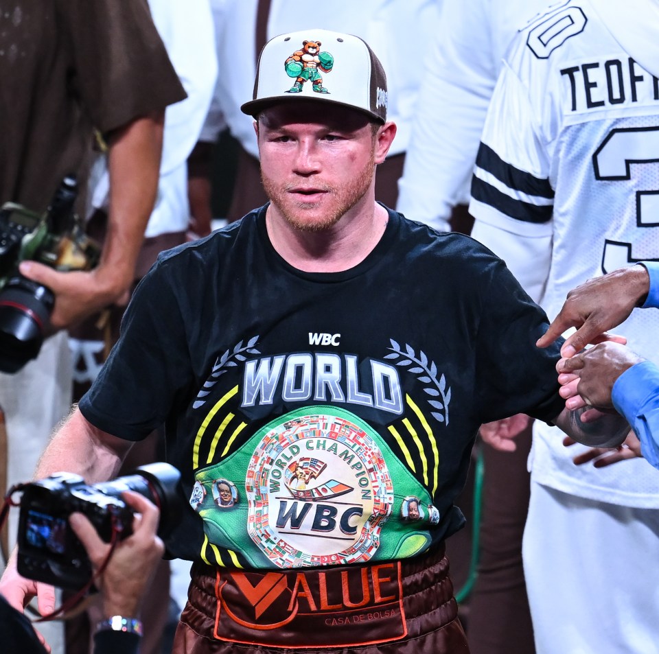 LAS VEGAS, NEVADA - SEPTEMBER 14: Saul 'Canelo' Alvarez poses after he defeats Edgar Berlanga during their super middleweight world titles of the Premiere Boxing Championship on Saturday night at the T-Mobile Arena in Las Vegas, Nevada, United States on September 14, 2024. (Photo by Tayfun Coskun/Anadolu via Getty Images)