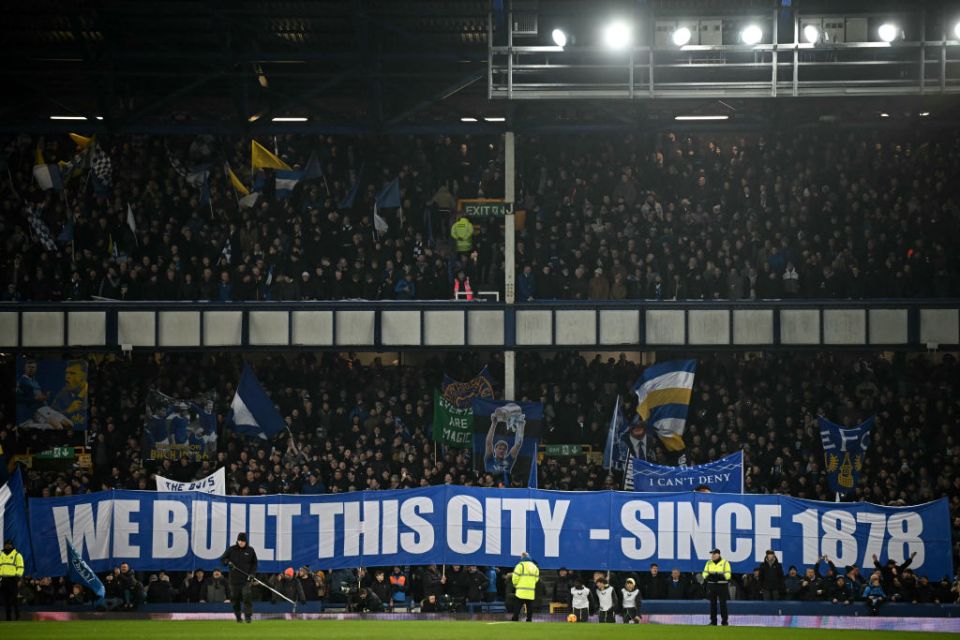 Everton fans at Goodison Park put on a show for the last Merseyside derby at the venue