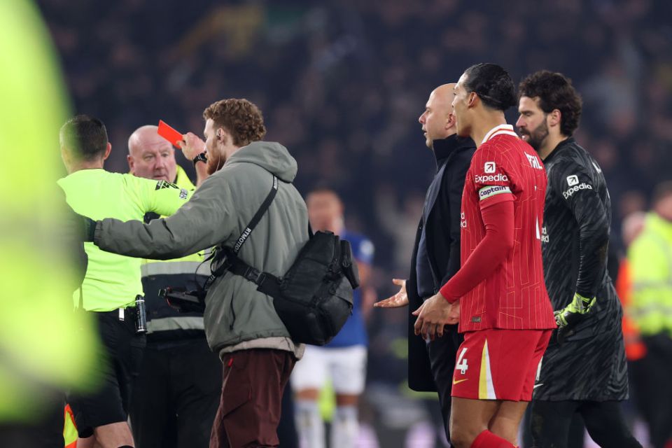 Liverpool boss Slot was one of four red cards on Wednesday