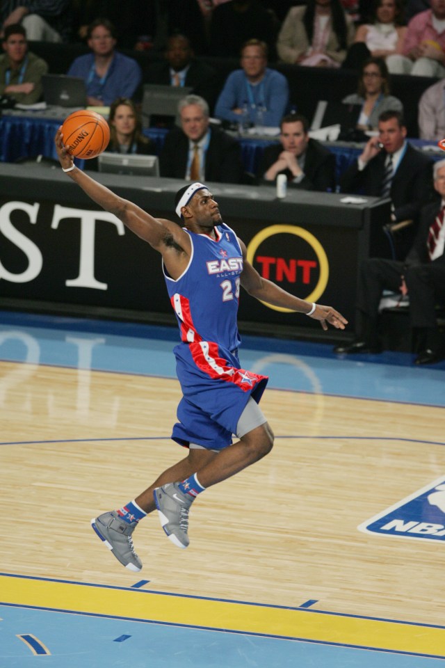 DENVER - FEBRUARY 20:  LeBron James #23 of Eastern Conference All-Stars shoots against the Western Conference All-Stars in the 54th All-Star Game, part of 2005 NBA All-Star Weekend at Pepsi Center on February 20, 2005 in Denver, Colorado. The East defeated the West 125-115. NOTE TO USER: User expressly acknowledges and agrees that, by downloading and/or using this Photograph, user is consenting to the terms and conditions of the Getty Images License Agreement. Mandatory Copyright Notice: Copyright 2005 NBAE (Photo by Gary Dineen/NBAE via Getty Images)