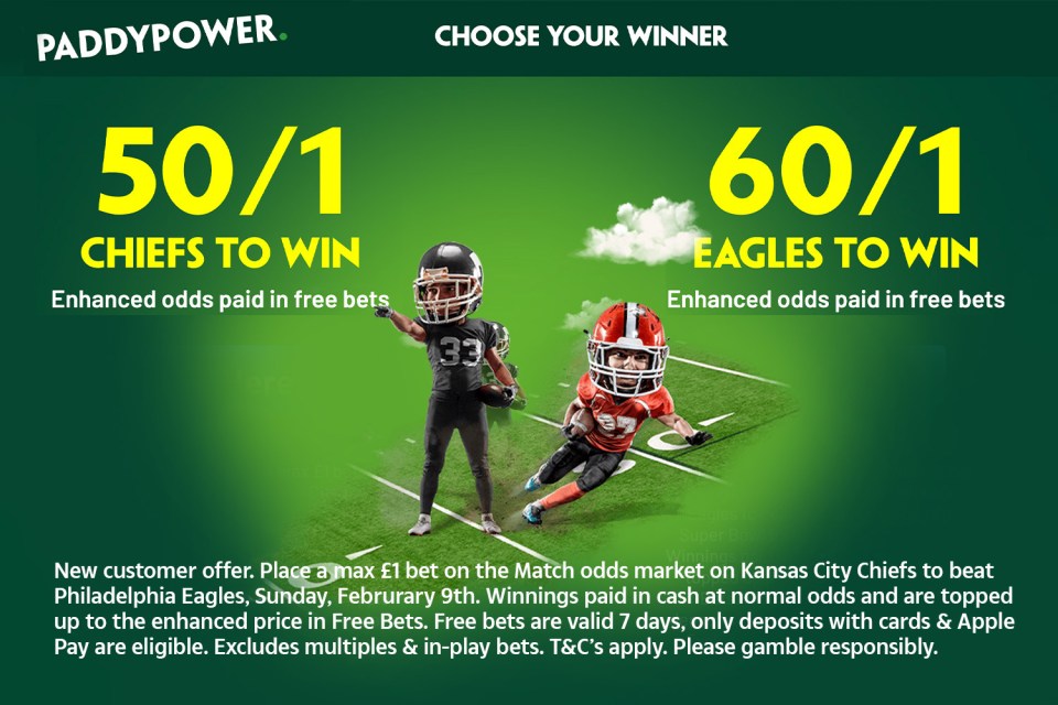 Make use of Paddy Power's new customer offer for this week's big game.