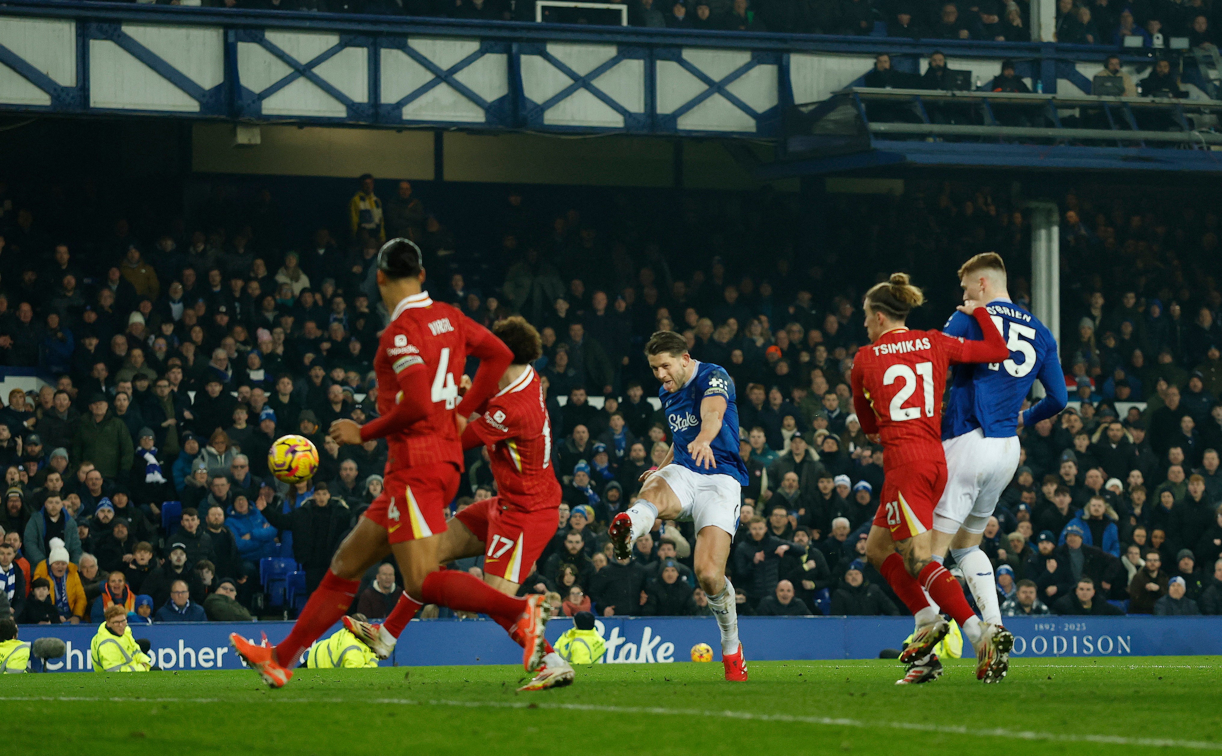 James Tarkowski blasted in a late, late equaliser for Everton