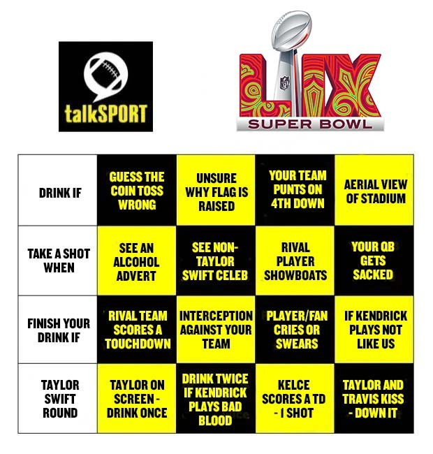 talkSPORT's Drinking Game for Super Bowl 59