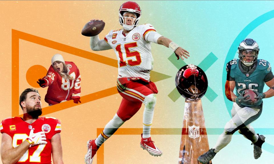 <span>L-R: Travis Kelce, Taylor Swift, Patrick Mahomes and Saquon Barkley</span><span>Composite: Action Images/Getty</span>