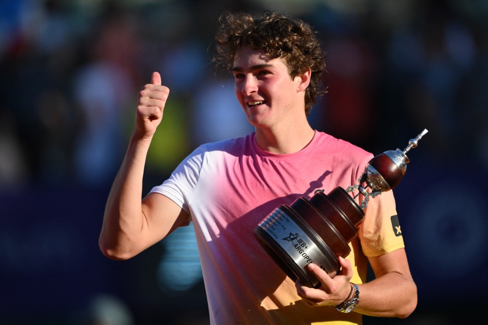 Joao Fonseca of Brazil celebrates his ATP Argentina Open victory.