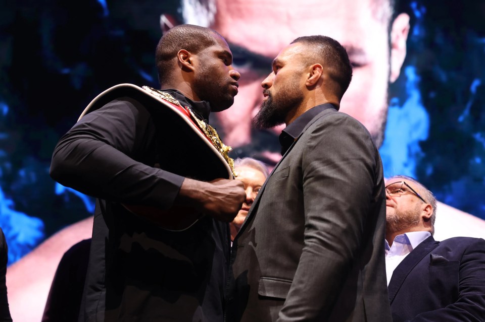 Daniel Dubois and Joseph Parker facing each other at a press conference.