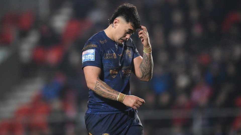 Tiaki Chan of the Salford Red Devils during a rugby match.