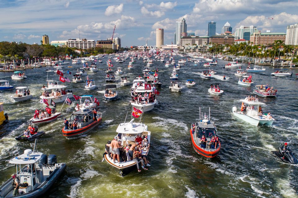 Players and staff took a ride with the trophy down the Hillsborough River