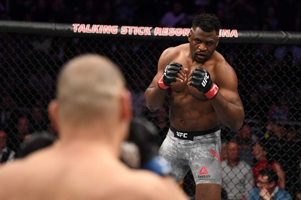 Francis Ngannou in a UFC fight.