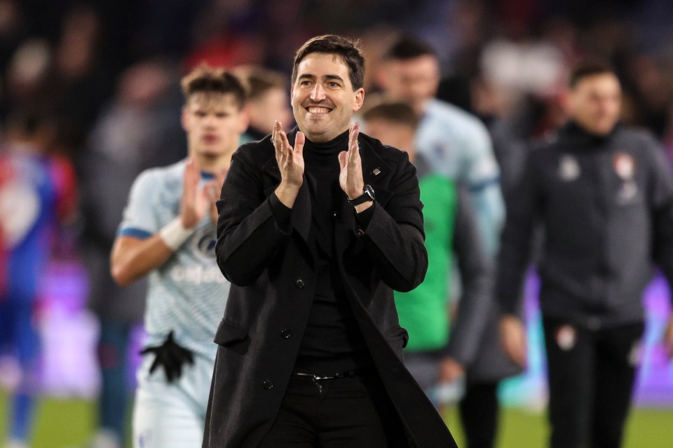 Andoni Iraola, Bournemouth head coach, applauding after a match.