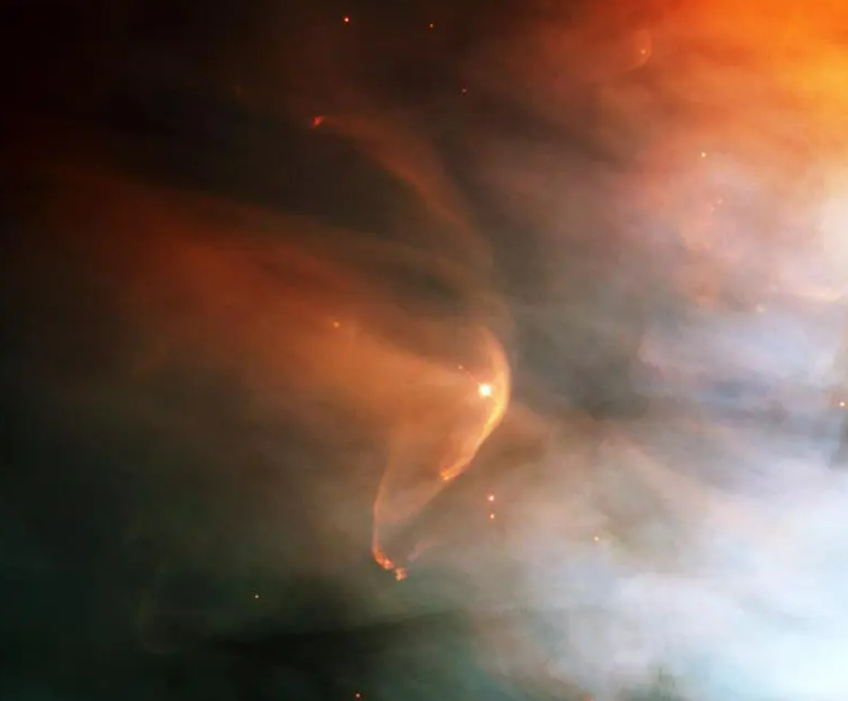 The young star LL Ori and the bow shock around it as seen Hubble