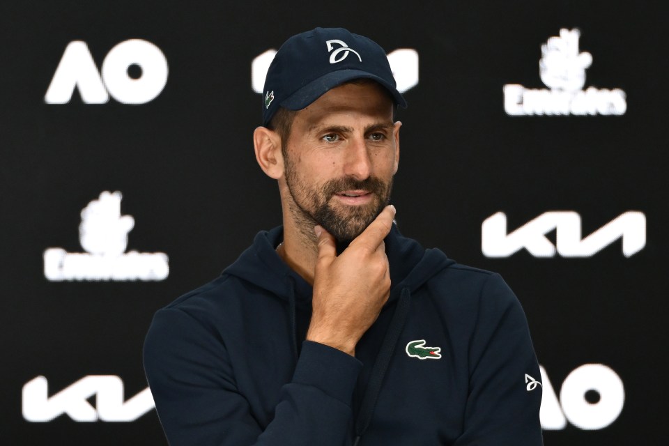 Novak Djokovic at a press conference.