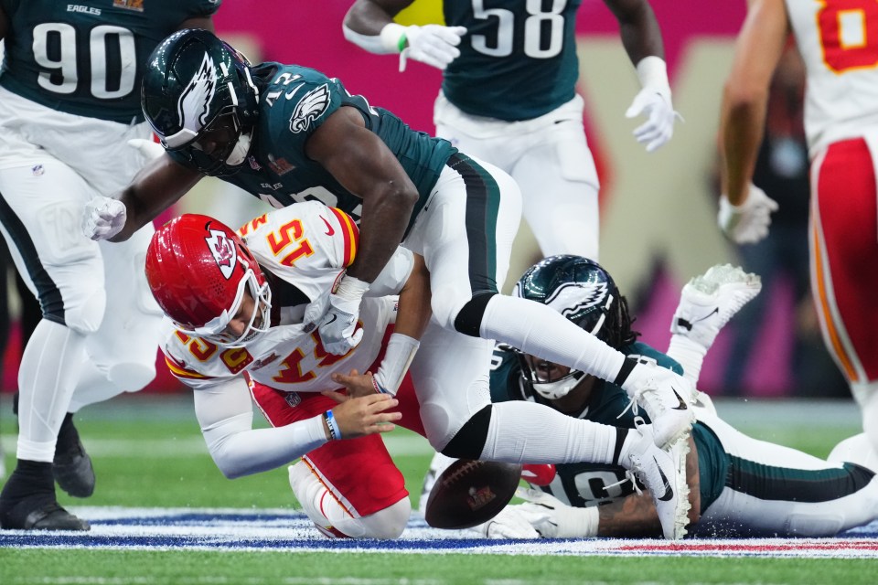 Mahomes was sacked six times by the Eagles defense in Super Bowl LIX