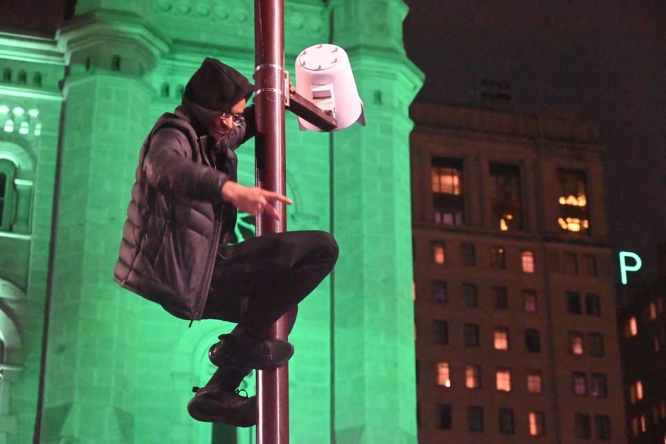 Eagles fans are famous for climbing lampposts