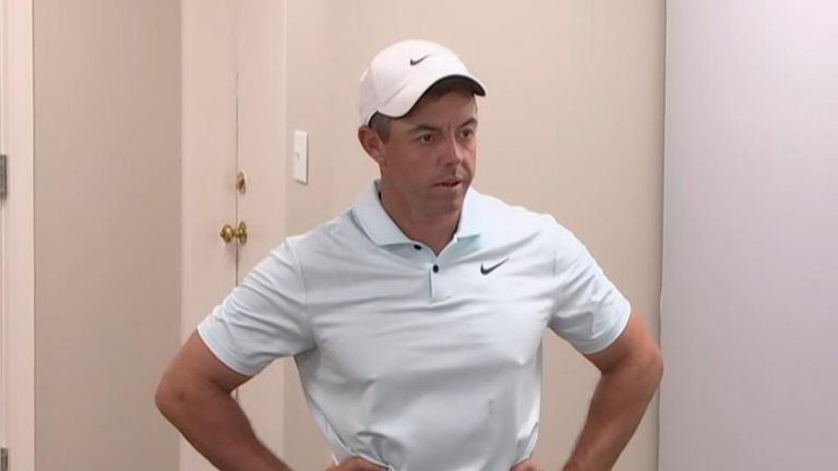 Rory McIlroy reacts to Bryson Dechambeau winning the US Open