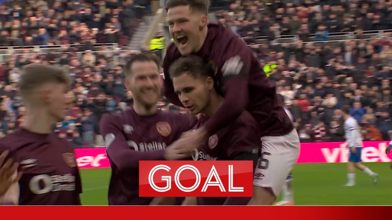 Steinwender heads home Hearts equaliser