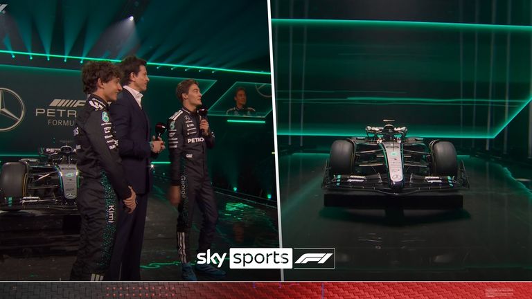 Mercedes decide to keep their predominantly black colours as they perform a pit stop while showing off the W16