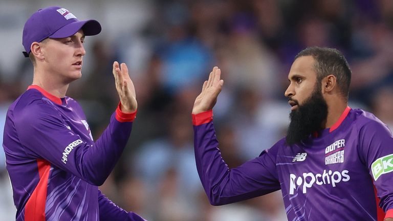 Adil Rashid took a three-wicket haul to lead Northern Superchargers to victory over London Spirit in a rain-affected match