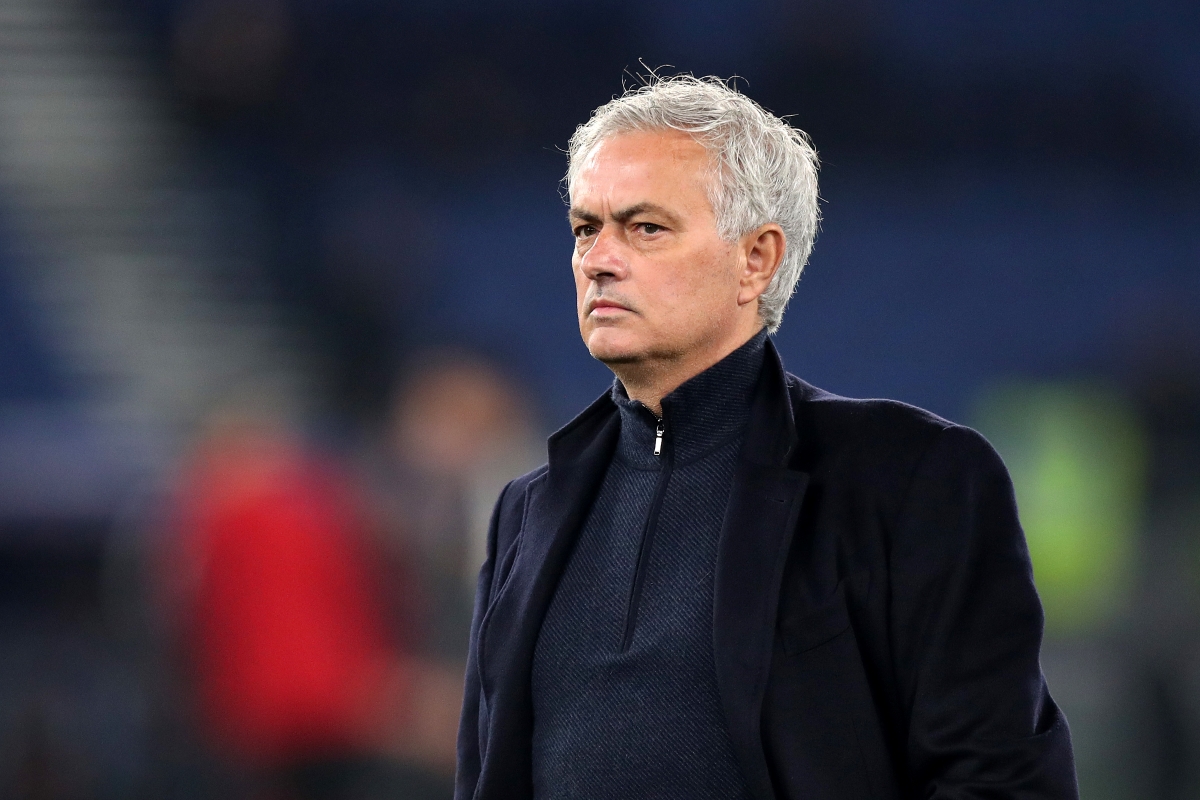 ROME, ITALY - JANUARY 10: Jose Mourinho, Head Coach of AS Roma, looks on during the warm up prior to the Coppa Italia match between SS Lazio and AS Roma at Stadio Olimpico on January 10, 2024 in Rome, Italy. (Photo by Paolo Bruno/Getty Images)