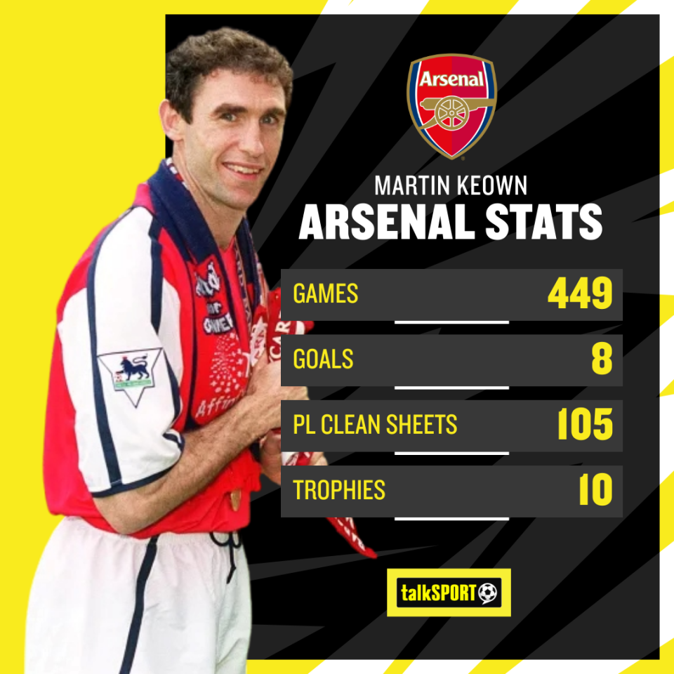 Gunners legend Keown is one of the club's most successful ever players