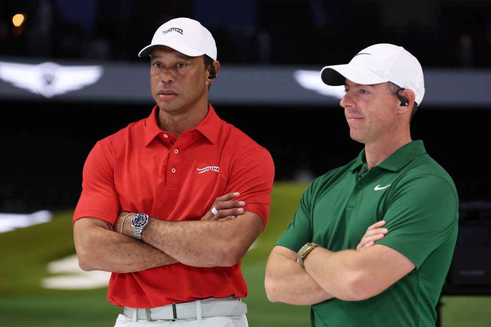 Tiger Woods and Rory McIlroy at a golf match.